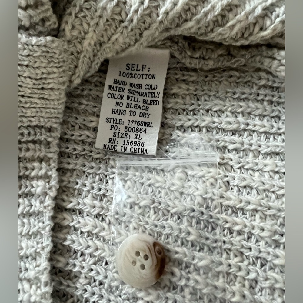 NWT Roolee Button Down Sweater Ribbed Knit Vest Light Gray & Beige XL - Picture 6 of 7